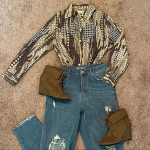 Allison Daley Printed Buttoned Blouse